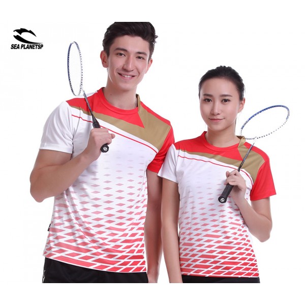 SEA PLANETSP Sportswear sweat Quick Dry breathable badminton shirts , Women / Men table tennis clothes team game short sleeve