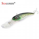 SEALURER 1Pcs  Big Float  Minnow Artificial Plastic Deep Diver Hard Lures  Fishing Lure Crankbait  with  2   Treble  Hooks