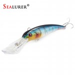 SEALURER 1Pcs  Big Float  Minnow Artificial Plastic Deep Diver Hard Lures  Fishing Lure Crankbait  with  2   Treble  Hooks