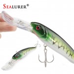 SEALURER 1Pcs  Big Float  Minnow Artificial Plastic Deep Diver Hard Lures  Fishing Lure Crankbait  with  2   Treble  Hooks