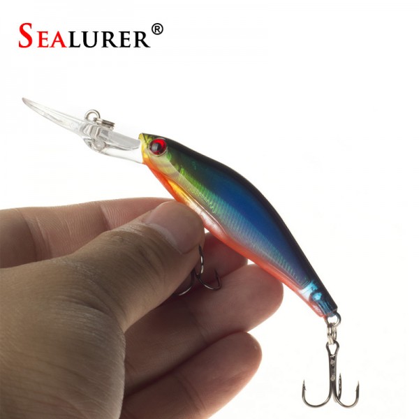 SEALURER 1Pcs  Laser  Wobblers Fishing Tackle 3D Eyes Sinking Minnow Fishing Lure Crankbait 6# hook