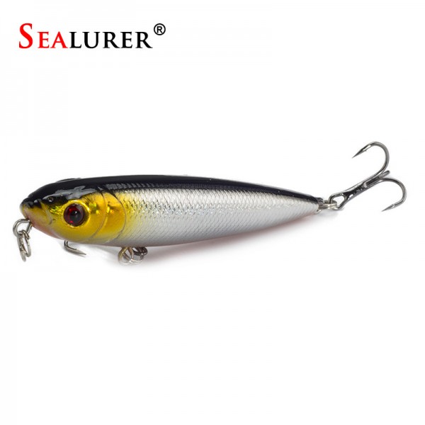 SEALURER 1pcs 9g 8cm 3D  Eyes Pencil Lure Topwater Dog  Pike Fishing Lures Saltwater Minnow vivid swimming