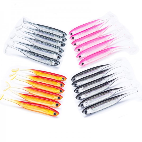 SEALURER fishing Lure 12-24pcs Soft Lure 2.2g/7.5cm for Fishing Shad Fishing Worm Swimbait Jig Head Soft Lure Fly Fishing Bait 