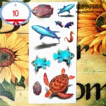 SHNAPIGN 3d Temporary Tattoo Body Art Flash Tattoo Stickers 19*9cm Waterproof Styling Tatoo Home Decor Sticker Turtle Shark Fish