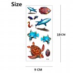 SHNAPIGN 3d Temporary Tattoo Body Art Flash Tattoo Stickers 19*9cm Waterproof Styling Tatoo Home Decor Sticker Turtle Shark Fish