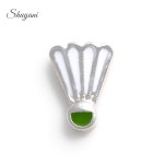 SHUYANI (20pcs/lot) Alloy Sport Enamel Charms Floating Badminton Charms fits Living Glass Locket Pendant