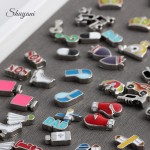 SHUYANI (20pcs/lot) Alloy Sport Enamel Charms Floating Badminton Charms fits Living Glass Locket Pendant