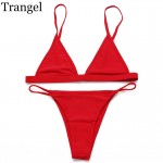 Sexy 2016 Women Bikini Swimwear Solid Black Red Pink Swimsuit Brazilain Bikini Cheeky Swim Suit Summer Maillot De Bain 24