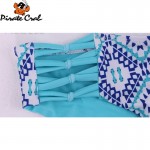 Sexy Bandeau bikini set retro print blue Bandage Swimsuit bikinis brazilian biquini brasileiro swimsuit 2017 Swimwear Women