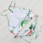 Sexy Cross Brazilian Bikini Women Swimsuit Push Up Swimwear Floral Cross Criss Bikini Set High Neck Cropped Biquini Bathing Suit