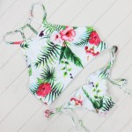 Sexy Cross Brazilian Bikini Women Swimsuit Push Up Swimwear Floral Cross Criss Bikini Set High Neck Cropped Biquini Bathing Suit