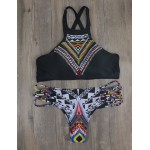 Sexy Cut Out Hollow Bikini Set Beach 2016 Female Bathing Suit Swimwear Women High Neck Swimsuit Maillot De Bain Biquini E635