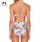 Sexy Female Floral Micro Brazilian Push Up Bikini Swimwear Split Tanga Bandeau Bathing Suit Women Swimsuit High Waist Bikini