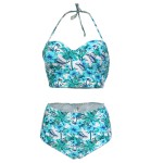 Sexy Floral Print High Waist Swimsuit 2017 Bikini Push Up Swimwear Women Vintage Biquini Bathing Suit  Maillot de Bain Femme XXL