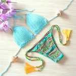 Sexy Summer Bikini Set Bathing Suit Swimwear Women Bikini 2017 Brazil Swimming Suit Crochet HandMade Outside Push Up