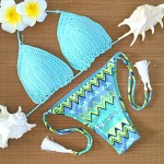 Sexy Summer Bikini Set Bathing Suit Swimwear Women Bikini 2017 Brazil Swimming Suit Crochet HandMade Outside Push Up