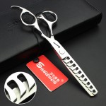 Sharonds Corrugated fish bone hair thinning scissors 6 INCH thinning shears 10 big teeth Silvery cutting scissors made of 440c