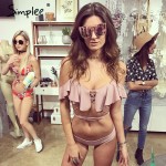 Simplee Off shoulder ruffle tassel bikini Sexy summer beach hollow out set swimsuit Print padded bow women bikini swimwear