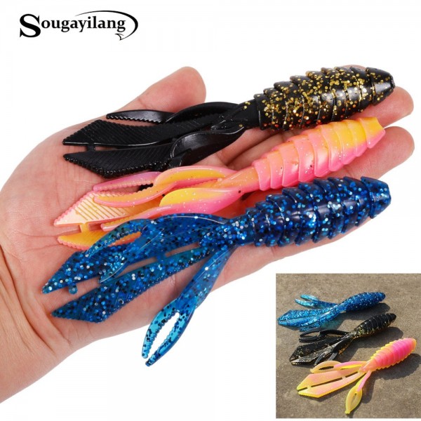 Sougayilang 6pcs/lot Super Big Soft Fishing Worm Lures 14g/pcs Rubber Fishing Lure Wobblers Fake Bait Carp Winter Fishing Lures