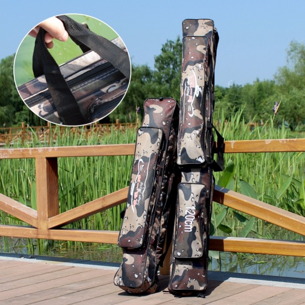 Sougayilang 80CM 120CM Gray Camouflage Double Layer  Fishing Bag High-grade Wear-resisting Fishing Rod Case Fishing Tackle Bag