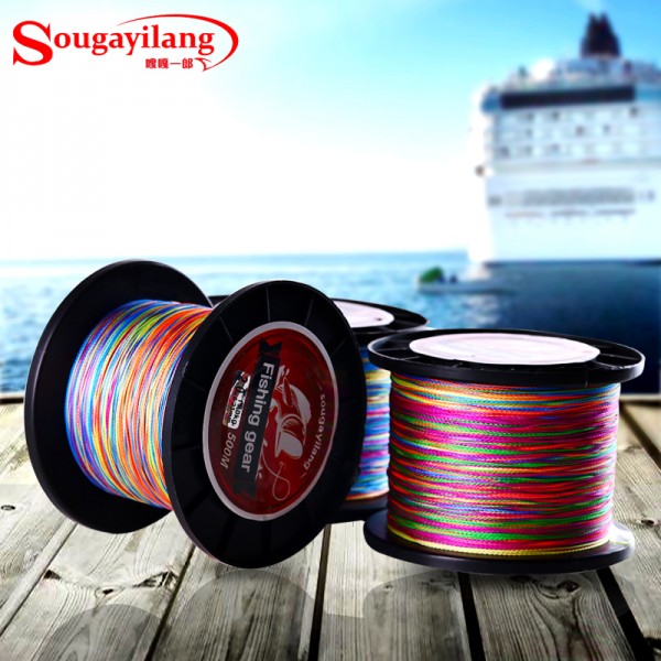 Sougayilang No.0.4-8 500M Braided Fishing Line Colorful Multifilament PE Braided Wire 12-70LB Super Strong Fishing Braided Lines