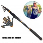 Sougayilang Spinning Telescopic Fishing Rod Carbon Fiber Travel Portable Fishing Pole for Boat Saltwater and Freshwater Fishing