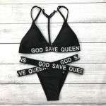 Swimwear Woman Sexy Bandage Bikini Set 2017 Summer Bathsuit Cross Strappy Women Push Up Swimsuit God Save Queens