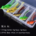 TOMA 5pcs Frog Fishing Lures Kit 6g 15g Snakehead Lure Topwater Floating Frog Baits with Box pesca isca Artificial