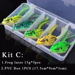 TOMA 5pcs Frog Fishing Lures Kit 6g 15g Snakehead Lure Topwater Floating Frog Baits with Box pesca isca Artificial