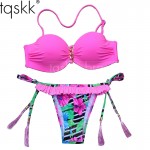 TQSKK 2017 New Sexy Brazilian Bikini Women Swimsuit Bandeau Floral Print Swimwear Push Up Bikini Set Top Bathing Suit Biquini