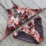 TQSKK 2017 Sexy High Neck Halter Crop Bikinis Women Swimsuit Bandage Swimwear Print Bikini Set Brazilian Bathing Biquini Suit 