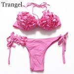 TRANGEL 2017 Summer Floral Flower Swimwear bikini brazilian Push Up Swimsuit Beach women bathing suit pink maillot de bain