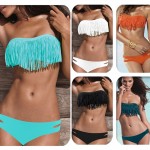 Tassel Swimsuit Sexy Bikini 2017 Low Waist Swimwear Women Bra Female Elastic Bikini Set Padded biquini Top Beachwear 8 Colors