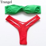 Trangel Brazilian Bikini Set swimsuit Cut out Swimwear Bathing Suit Twist Bandeau Micro Thong Bikini Swim wear Women Bikini 