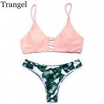 Trangel new arrival 2017 summer women bikini set sexy low waist Brazilian bottom bikini strappy pink top girl swimwear set EG028