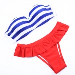 Trangel swimwear women Bikini Brazilian Striped Swimsuit Bikinis Push up For Women Fringe Ruffle Pants Shorts Padded Swimsuit 