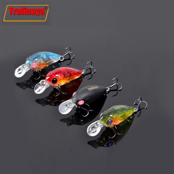 Trulinoya DW24 35mm 3.5g Fishing Lure Artificial Crankbait 1.2m Colorful Mini Crank Fishing Lure Hard Bait with 2 Treble Hooks