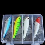 WLDSLURE 4pcs/set 14.5g fishing lures with tackle box hard bait VIB lead inside winter diving swivel jig wobbler lure kit