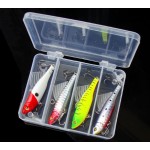 WLDSLURE 4pcs/set 14.5g fishing lures with tackle box hard bait VIB lead inside winter diving swivel jig wobbler lure kit