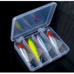 WLDSLURE 4pcs/set 14.5g fishing lures with tackle box hard bait VIB lead inside winter diving swivel jig wobbler lure kit