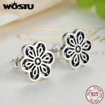 WOSTU Authentic 100% 925 Sterling Silver Openwork Flower Floral Daisy Lace Jewelry Sets For Women & Lady Luxury Jewelry XCS019