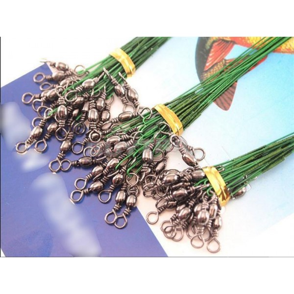 Wholesale 72pcs 15/23/30cm Anti-bite Fishing Lead Line Rope Wire Fishing Tackle Lures Line Green Fishing Lures