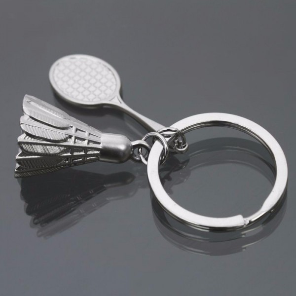 Wholesale Fashion alloy mini Badminton racket Keychain men women sport lovers Keyring shuttlecock Key Chain jewelry Gift