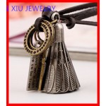 Wholesale Vintage Badminton Charm Necklace Punk Leather Necklace