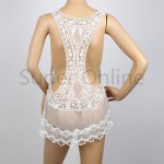 Women Sheer Women Sexy Beach Wear Lace Embroidery Mesh Bikini Sun Protection Sleeveless Swimsuit Camisole Dress Suit Cover Up