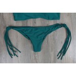 Women's Swimwear Fringed Beach Brazilian Bikini Set Wrinkled Green Elastic Swimsuit Bathing Suit Biquini Maillot De Bain E542