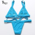 XS-XL Women's Sexy  Mesh Bikini Set Hollow Out Tops Bandage Swimsuit Strappy Swimwear Sexy Mini String Thong