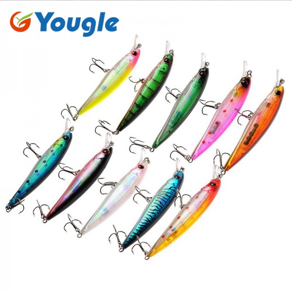 YOUGLE 10 Pcs/Lot 4.3 inch Fishing Lure Lures Minnow Bass Fish Hook Fishing Bait Swimbait Tackle Life-like