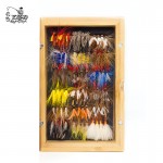 YZD 144Pcs/box Dry And Wet Fly Fishing Lure Set With Bamboo fly box Artificial Insect Bait Trout Fishing Tackle Soft Lures