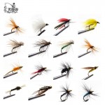 YZD 144Pcs/box Dry And Wet Fly Fishing Lure Set With Bamboo fly box Artificial Insect Bait Trout Fishing Tackle Soft Lures